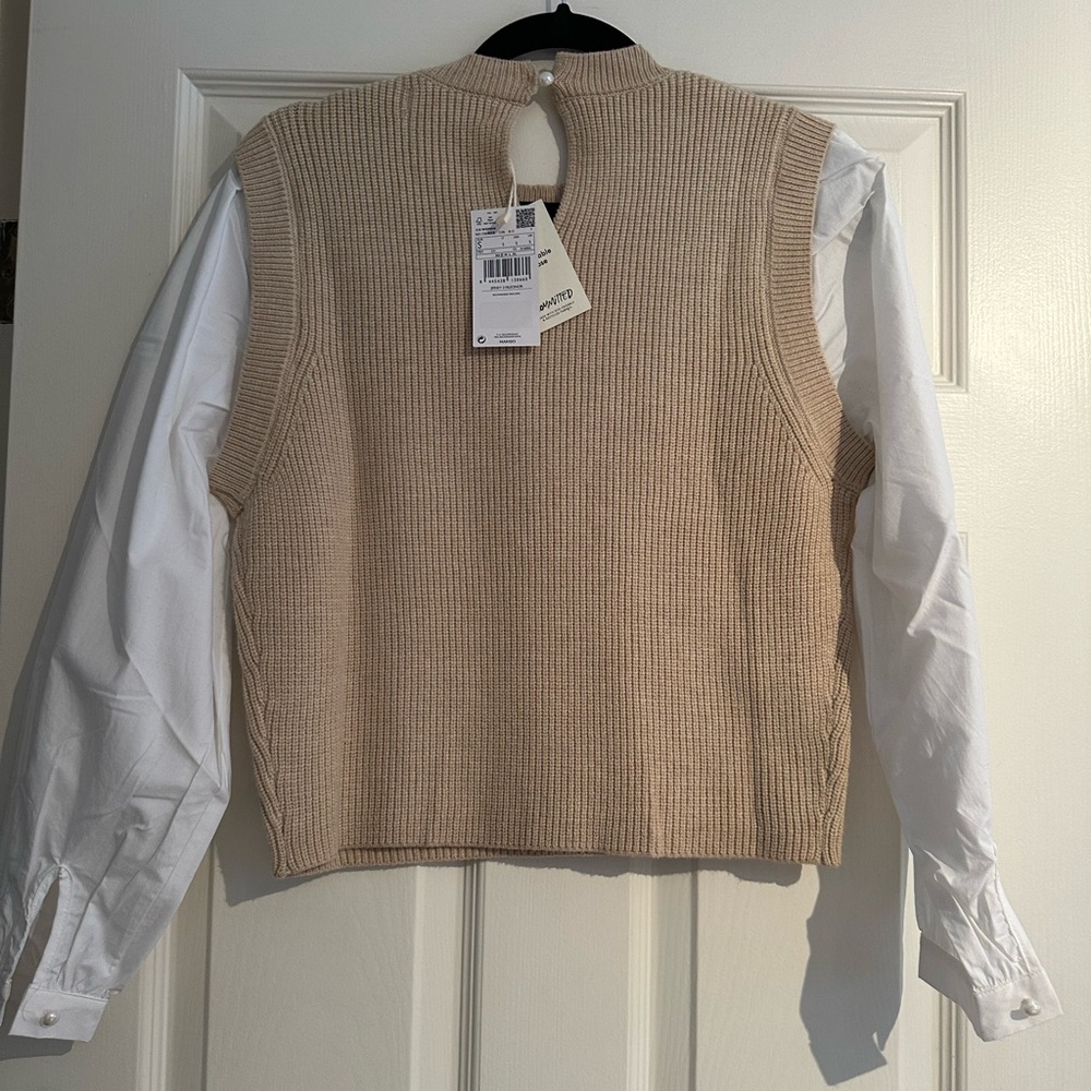 Mango Ribbed Beige Knit Top - Picture 4 of 5